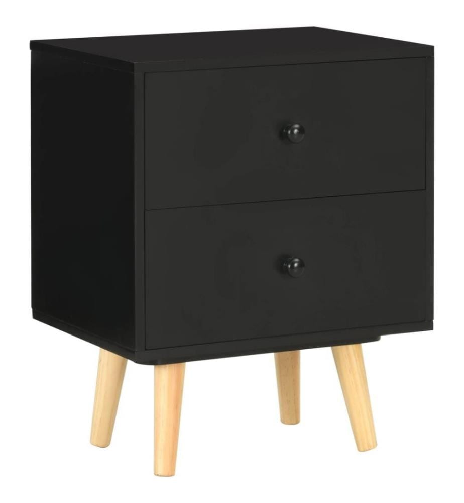 Nachttische 2 Stk. Schwarz 40 x 30 x 50 cm Kiefer Massivholz