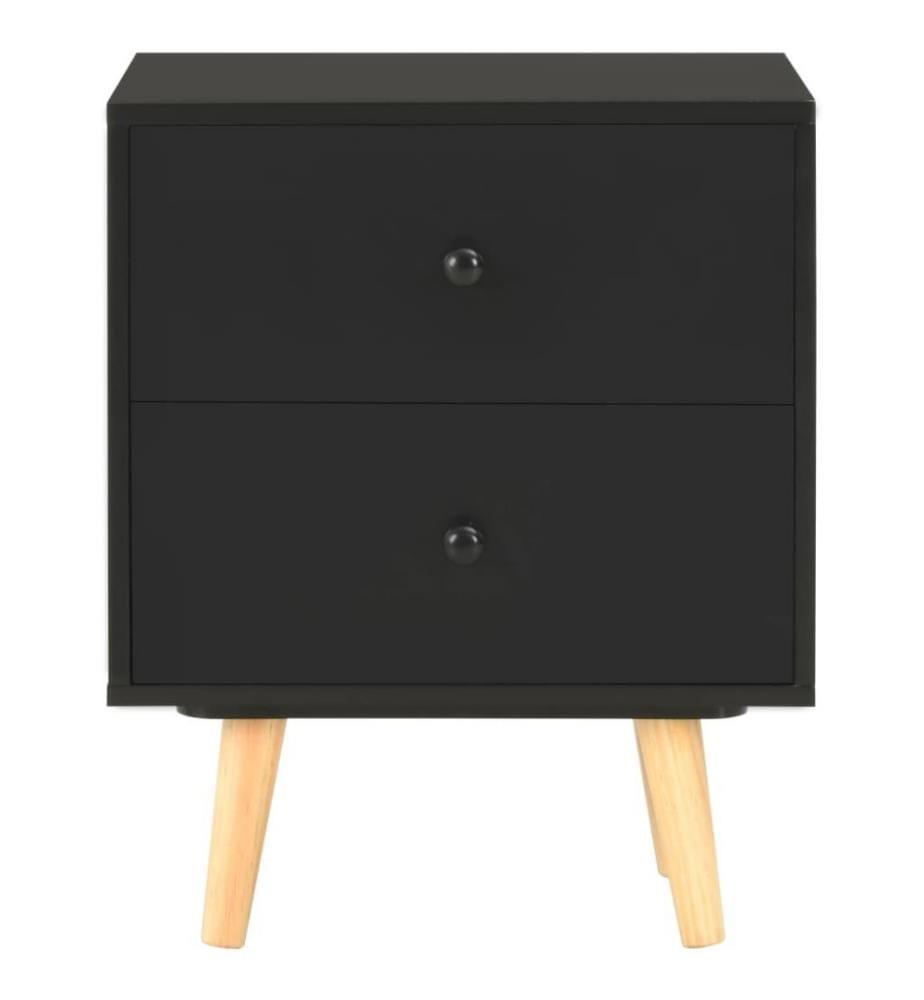 Nachttische 2 Stk. Schwarz 40 x 30 x 50 cm Kiefer Massivholz