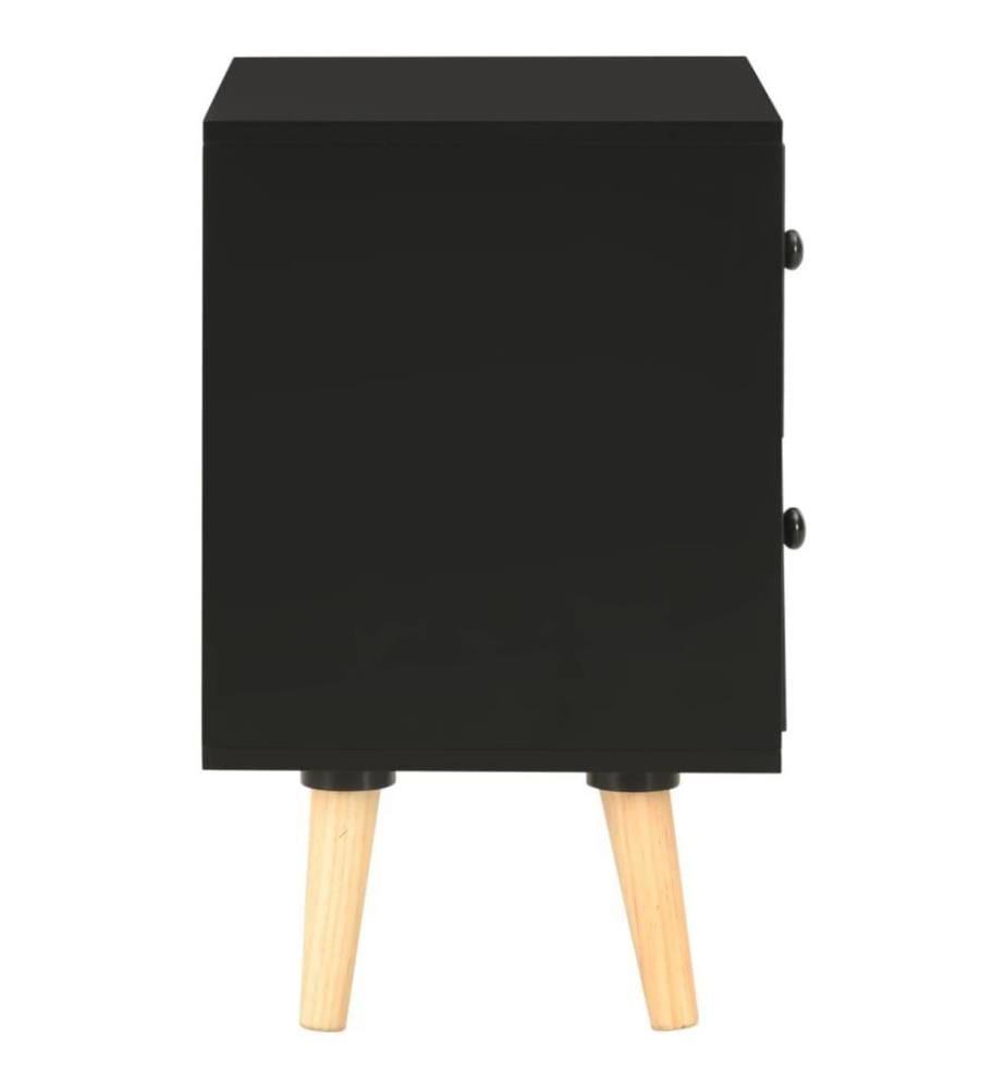 Nachttische 2 Stk. Schwarz 40 x 30 x 50 cm Kiefer Massivholz
