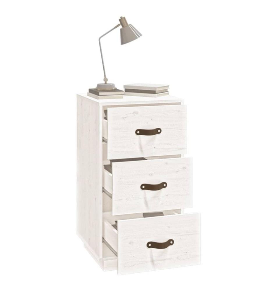 Nachttische 2 Stk. Weiss 40x40x75 cm Massivholz Kiefer