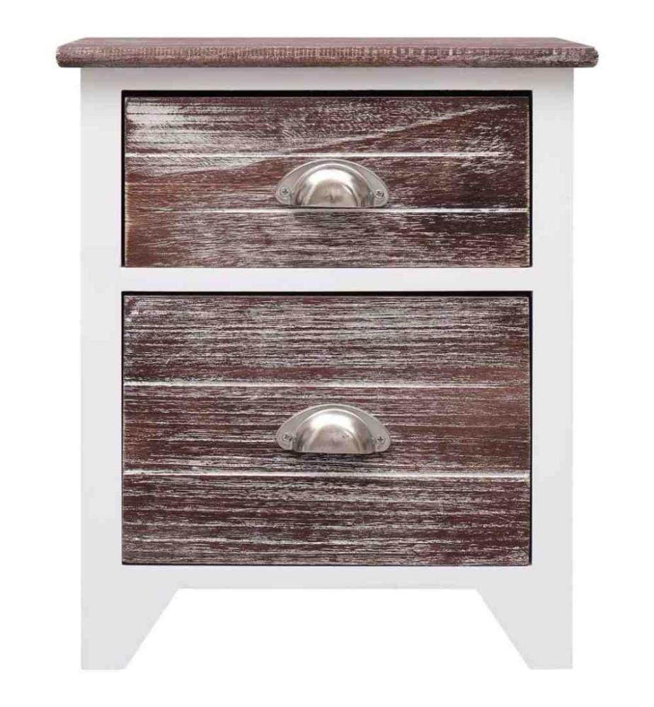 Nachttisch Braun und Weiss 38×28×45 cm Paulownia-Holz