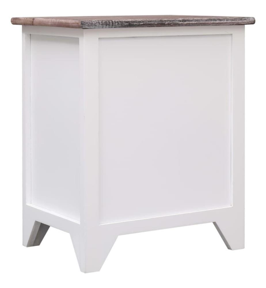 Nachttisch Braun und Weiss 38×28×45 cm Paulownia-Holz