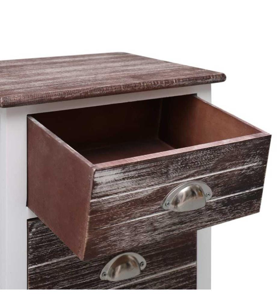 Nachttisch Braun und Weiss 38×28×45 cm Paulownia-Holz