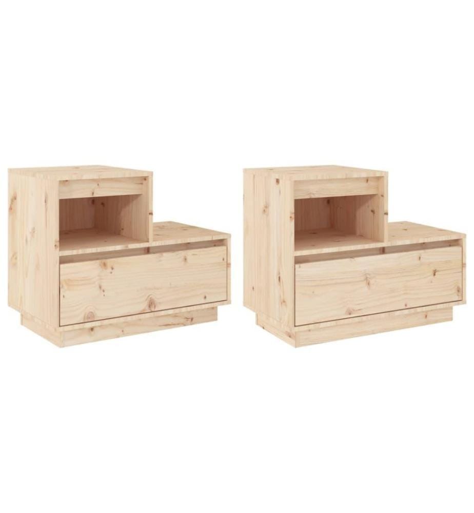 Nachttische 2 Stk. 60x34x51 cm Massivholz Kiefer