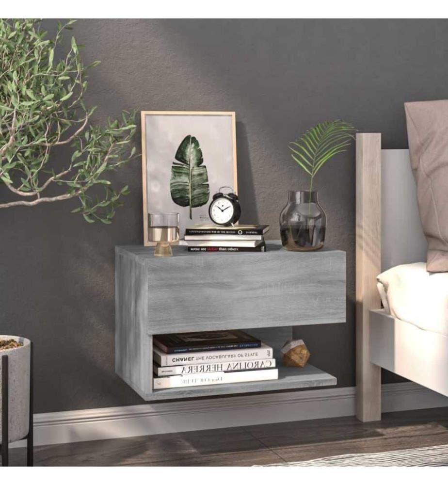 Wand-Nachttische 2 Stk. Grau Sonoma Holzwerkstoff