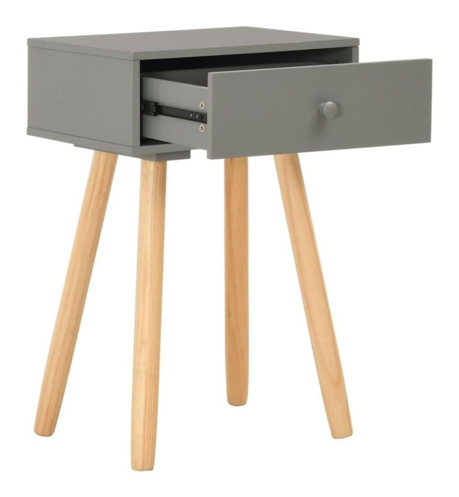 Nachttische 2 Stk. Grau Kiefer Massivholz