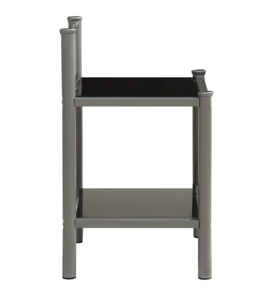 Nachttische 2 Stk. Grau und Schwarz Metall und Glas