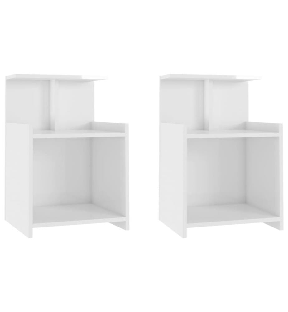 Nachttische 2 Stk. Hochglanz-Weiss 40x35x60 cm Holzwerkstoff