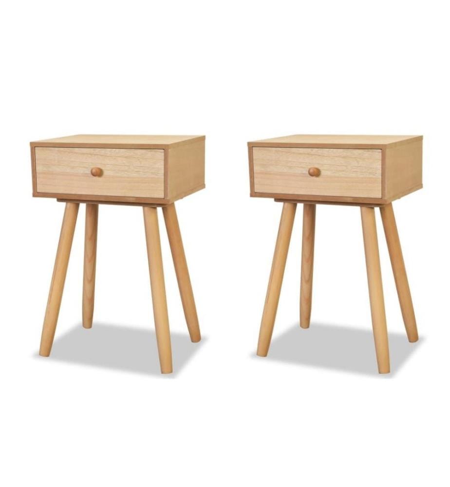 Nachttisch 2 Stk. Kiefernholz Massiv 40 x 30 x 61 cm Braun