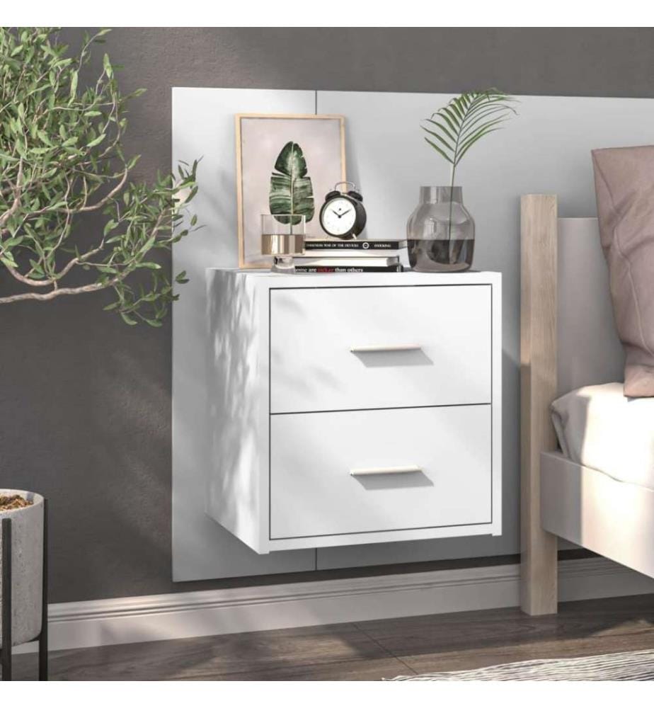 Wand-Nachttische 2 Stk. Weiss Holzwerkstoff