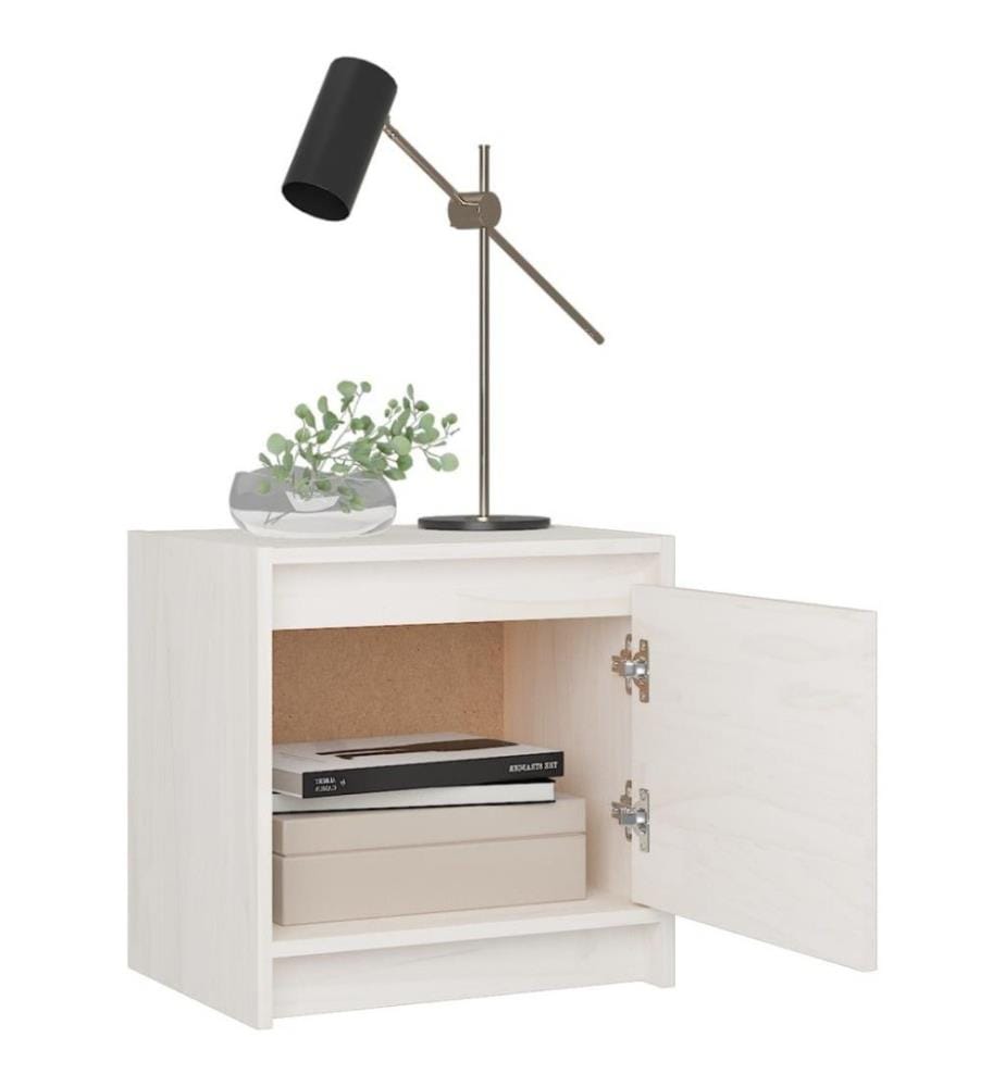Nachttisch Weiss 40x30,5x40 cm Massivholz Kiefer