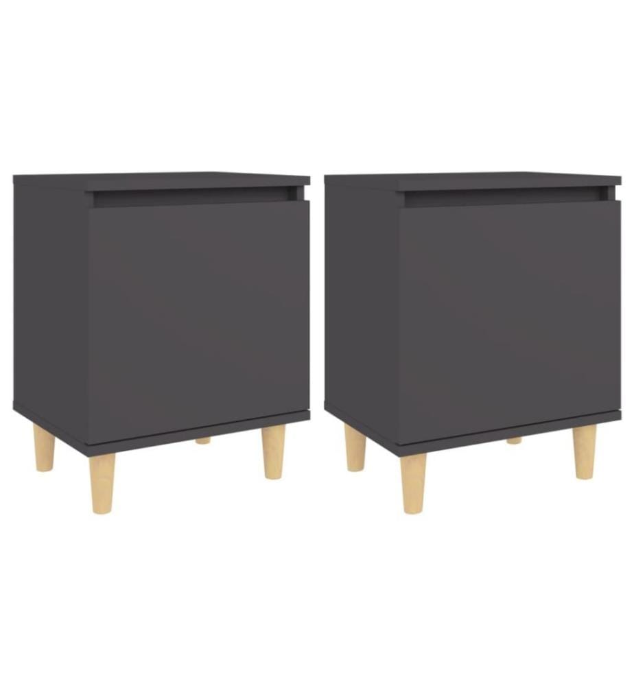 Nachttische mit Massivholz-Beinen 2 Stk. Grau 40x30x50 cm