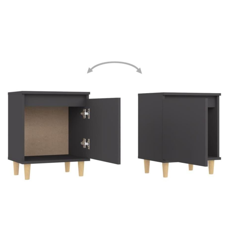 Nachttische mit Massivholz-Beinen 2 Stk. Grau 40x30x50 cm