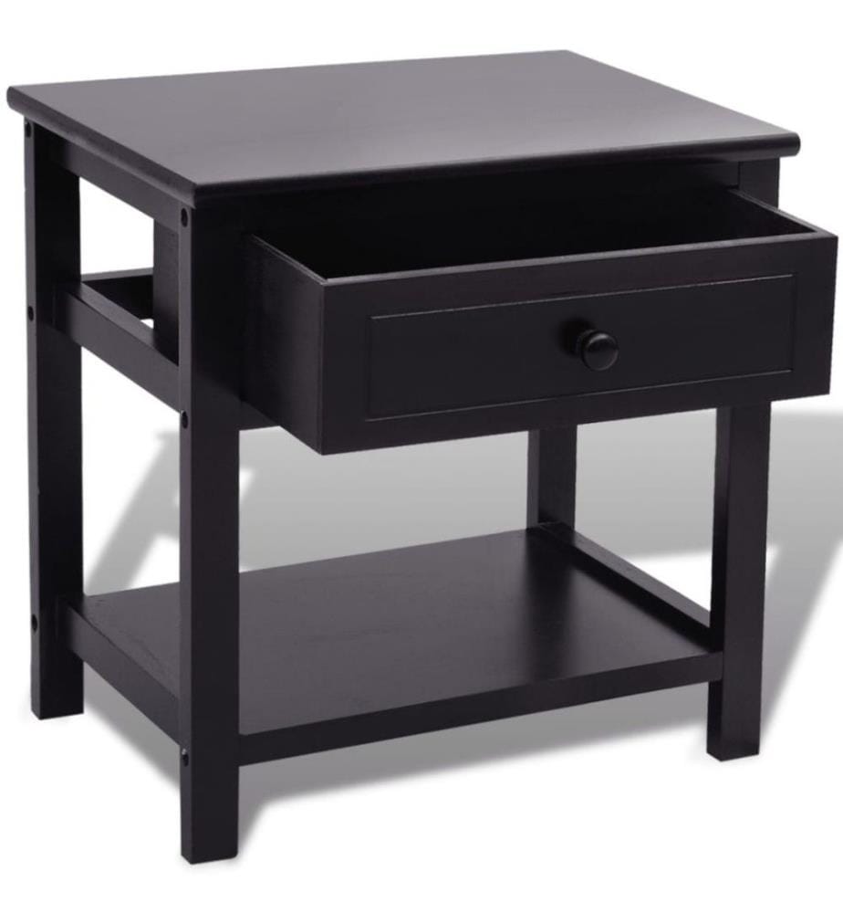 Nachttisch Holz 2 Stk. Schwarz
