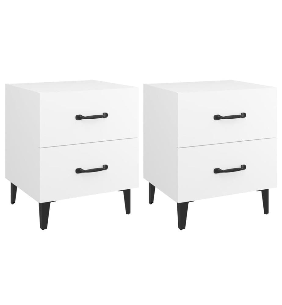 Nachttische 2 Stk. Weiss 40x35x47,5 cm