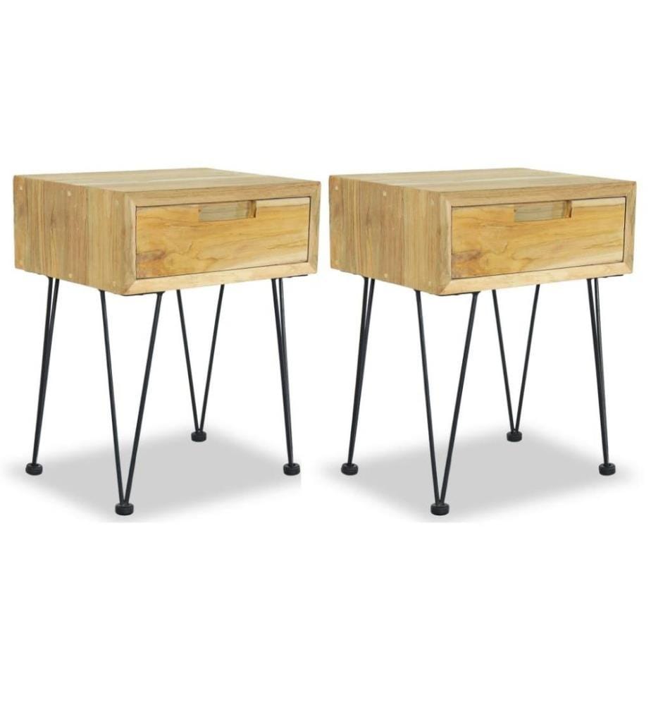 Nachttische 2 Stk. 40x30x50 cm Teak Massivholz
