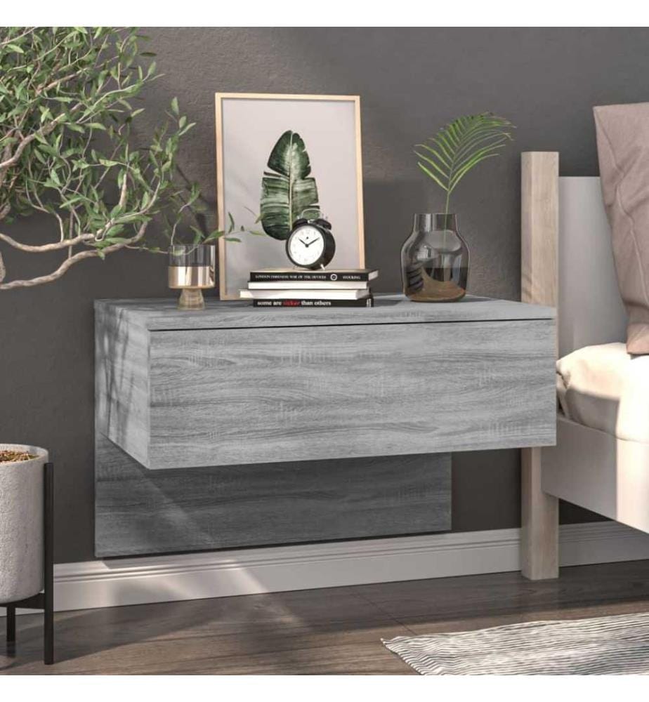 Wand-Nachttische 2 Stk. Grau Sonoma Holzwerkstoff