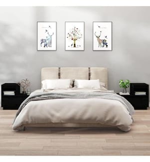 Nachttische 2 Stk. Schwarz 60x34x51 cm Massivholz Kiefer