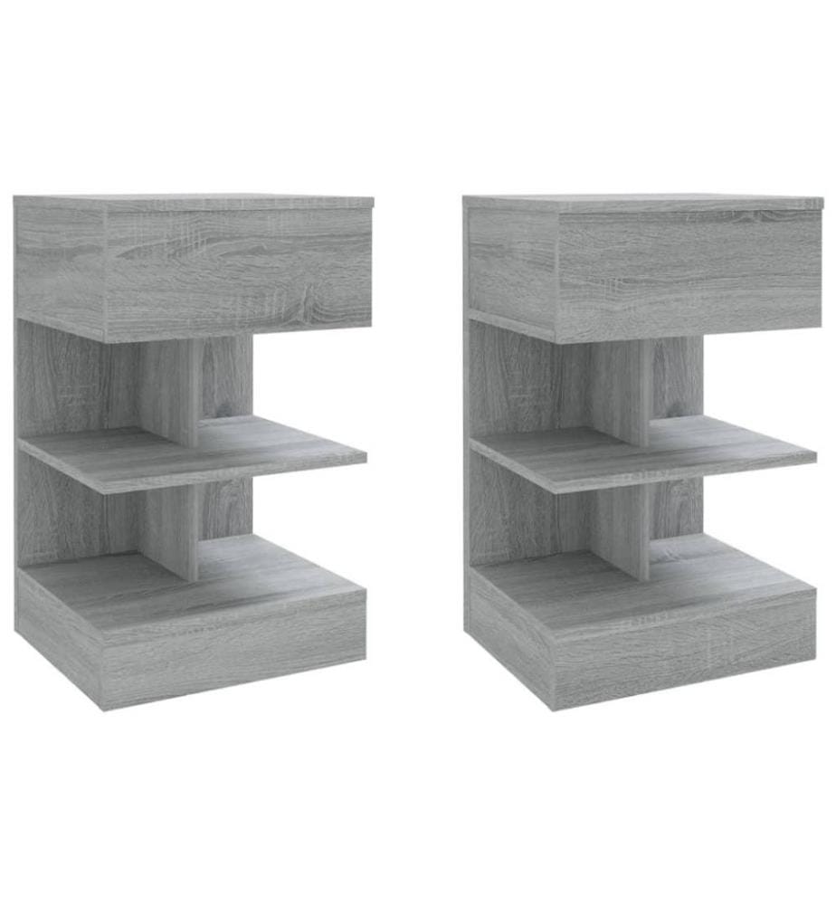 Nachttische 2 Stk. Grau Sonoma 40x35x65 cm Holzwerkstoff