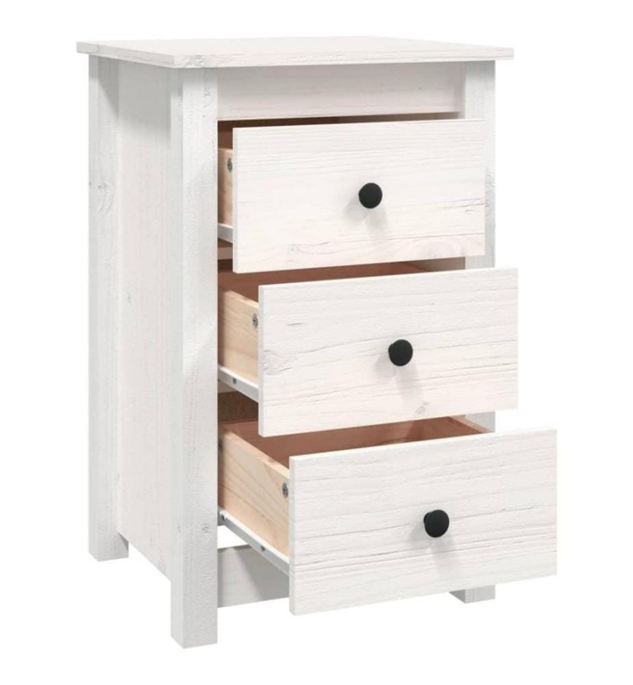 Nachttisch Weiss 40x35x61,5 cm Massivholz Kiefer