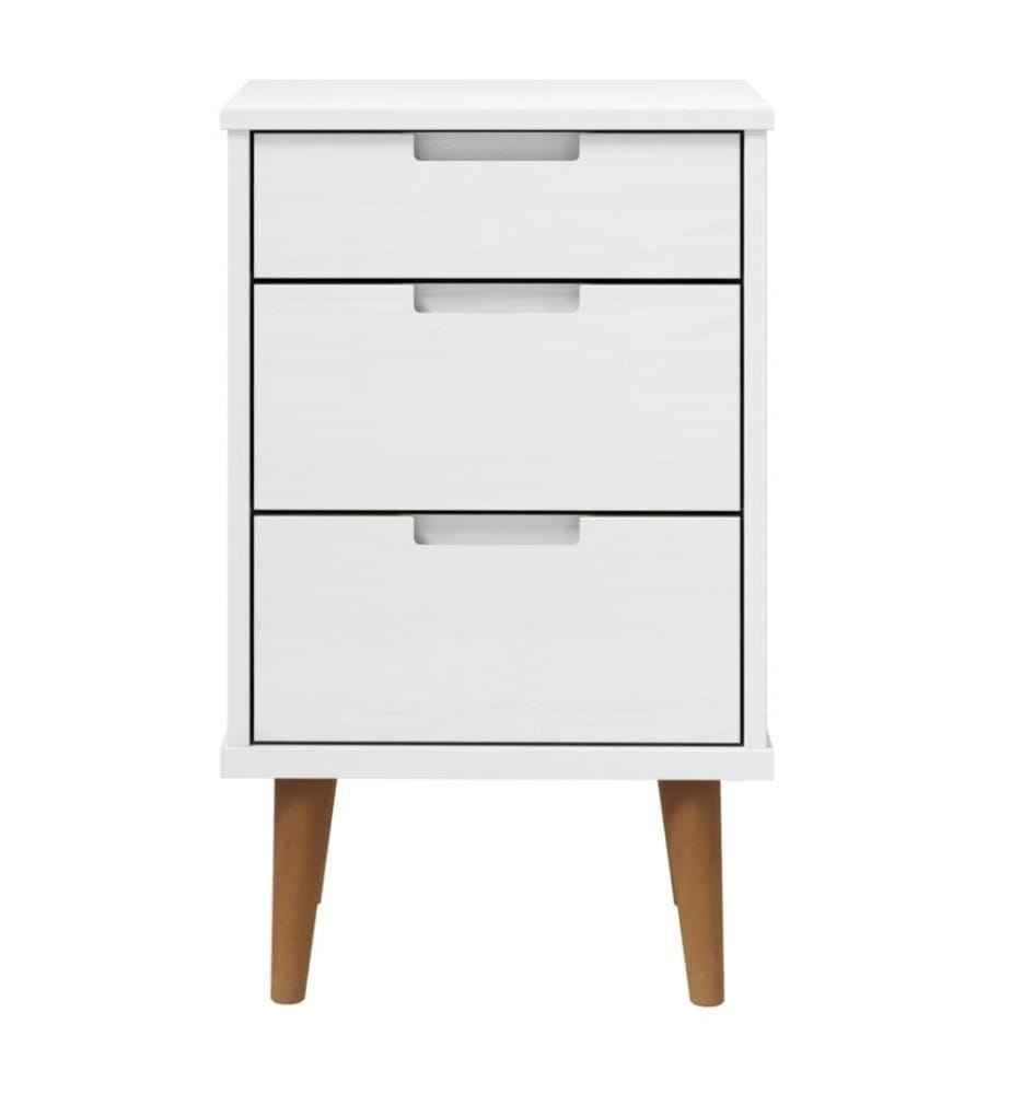 Nachttisch MOLDE Weiss 40x35x65 cm Massivholz Kiefer