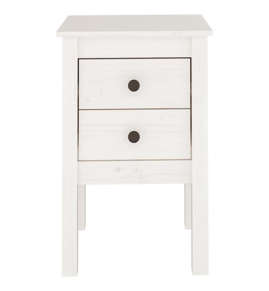 Nachttisch Weiss 40x35x61,5 cm Massivholz Kiefer
