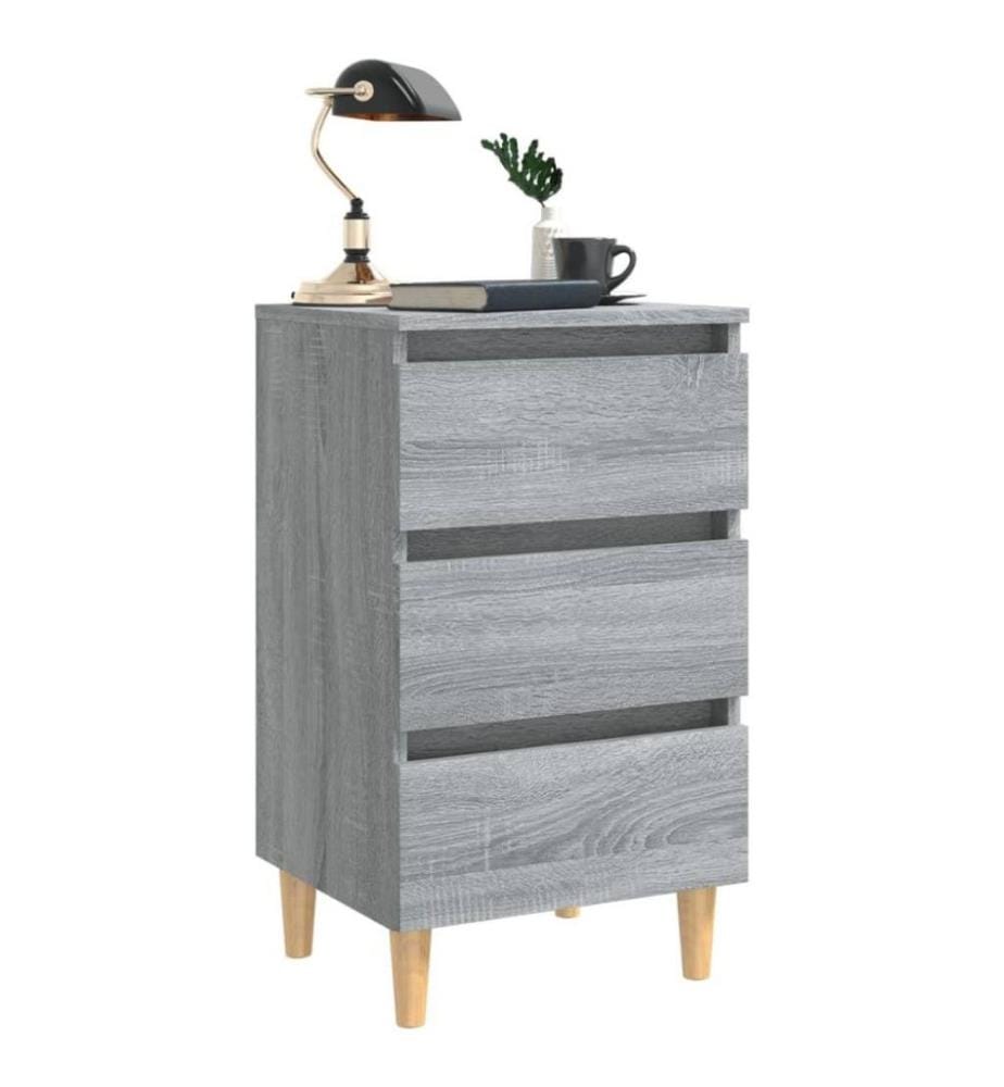Nachttische mit Massivholz-Beinen 2 Stk. Grau Sonoma 40x35x69cm