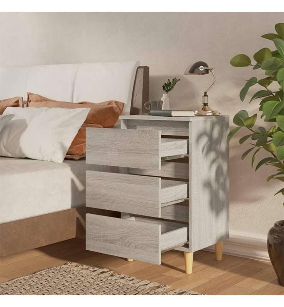 Nachttische mit Massivholz-Beinen 2 Stk. Grau Sonoma 40x35x69cm