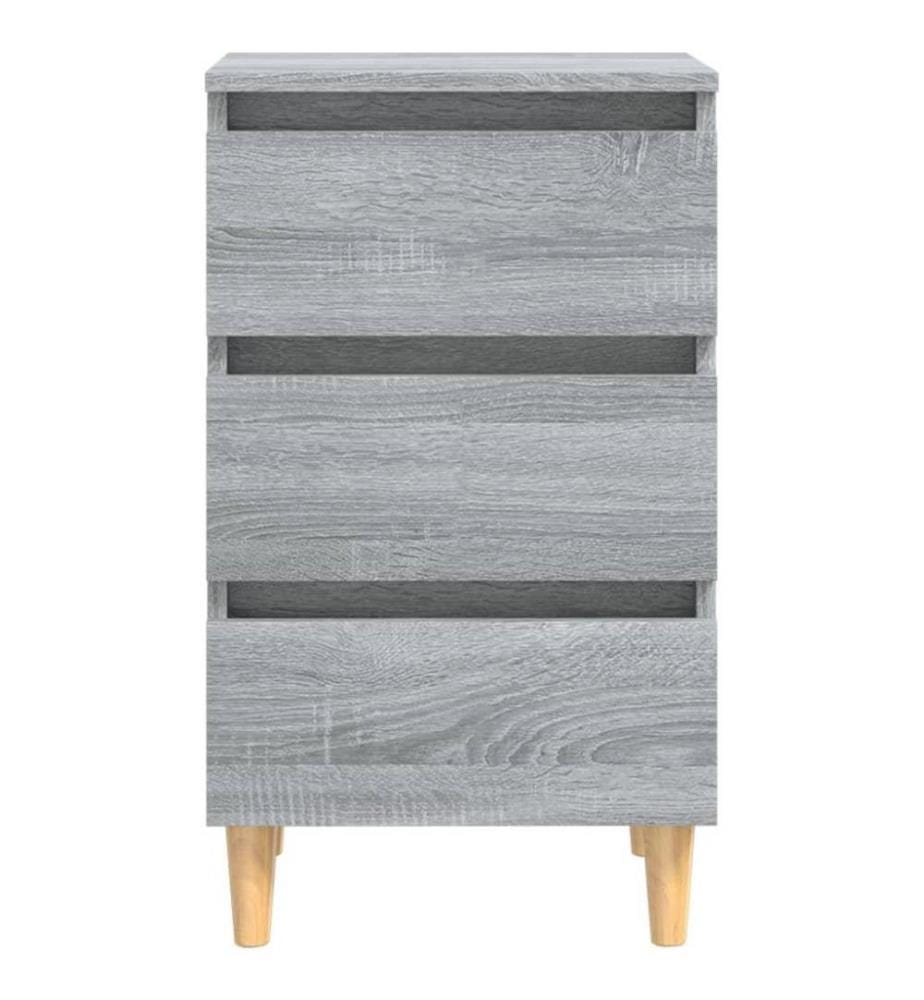 Nachttische mit Massivholz-Beinen 2 Stk. Grau Sonoma 40x35x69cm
