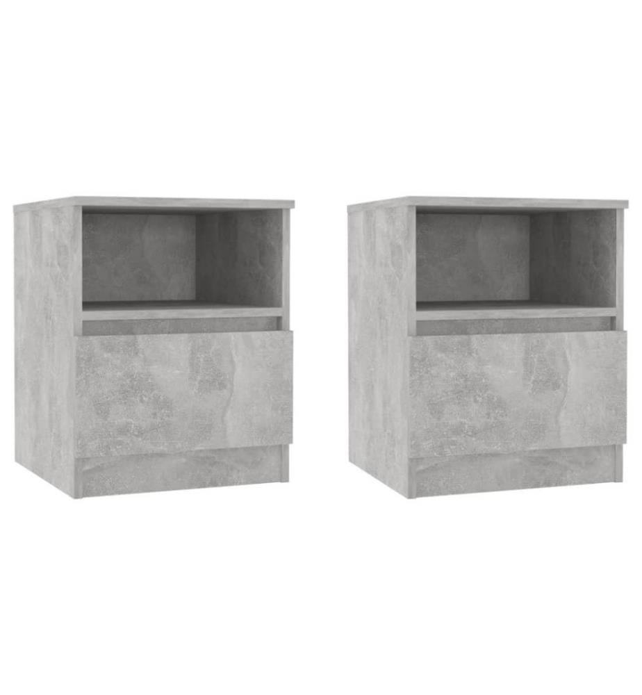 Nachttische 2 Stk. Betongrau 40x40x50 cm Holzwerkstoff