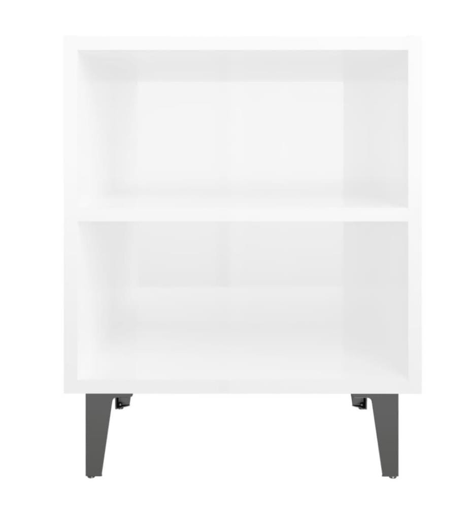 Nachttische mit Metallbeinen 2 Stk. Hochglanz-Weiss 40x30x50 cm
