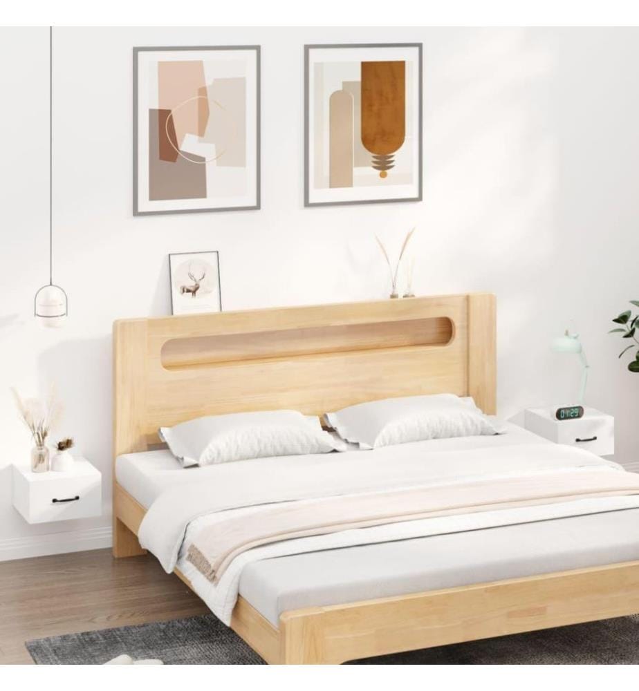 Wand-Nachttische 2 Stk. Hochglanz-Weiss 35x35x20 cm