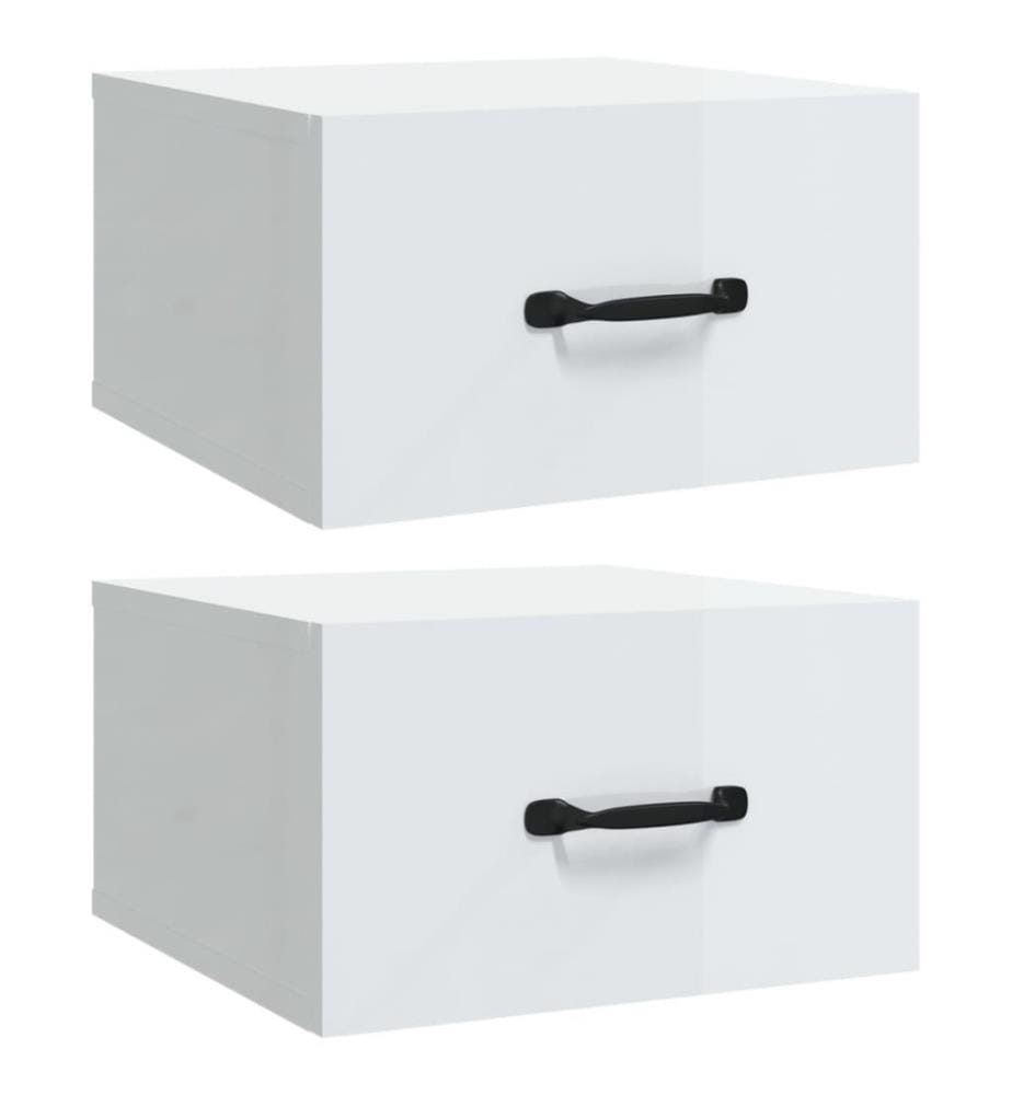 Wand-Nachttische 2 Stk. Hochglanz-Weiss 35x35x20 cm