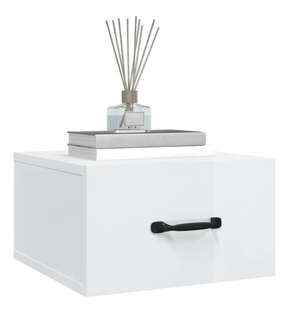 Wand-Nachttische 2 Stk. Hochglanz-Weiss 35x35x20 cm