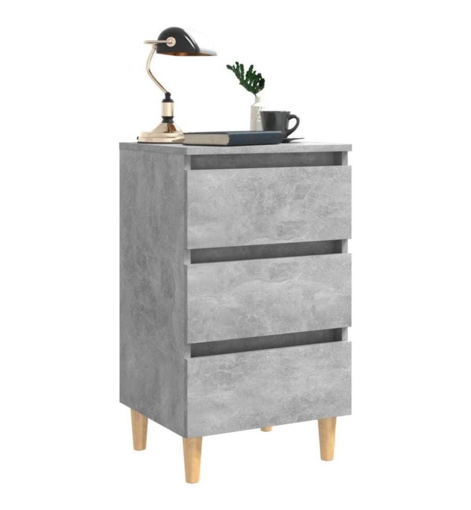 Nachttische mit Massivholz-Beinen 2 Stk. Betongrau 40x35x69 cm