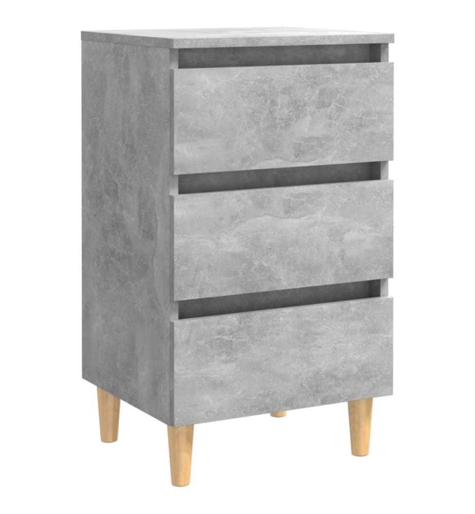 Nachttische mit Massivholz-Beinen 2 Stk. Betongrau 40x35x69 cm