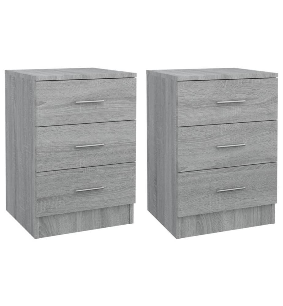 Nachttische 2 Stk. Grau Sonoma 38x35x56 cm Holzwerkstoff