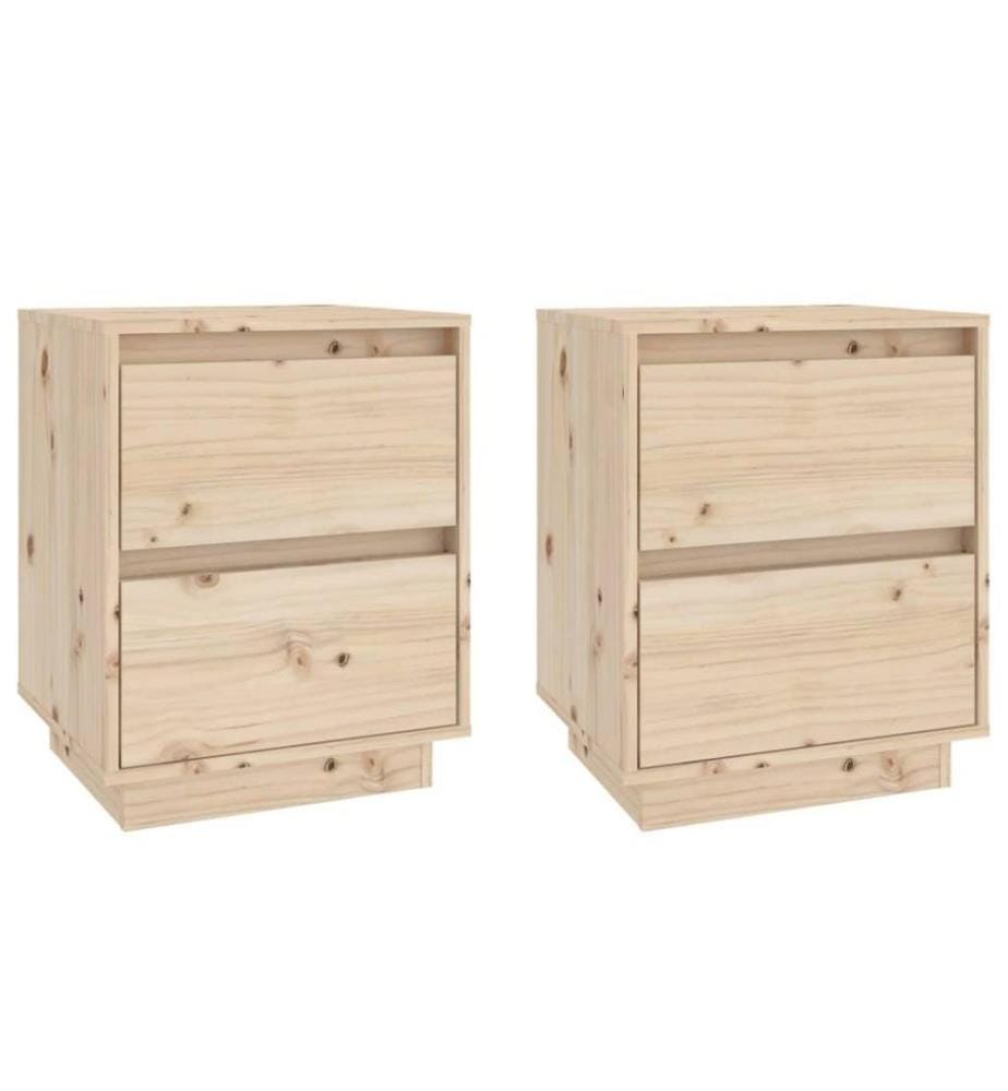 Nachttische 2 Stk. 40x35x50 cm Massivholz Kiefer