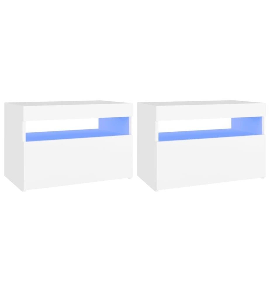 Nachttische LED-Leuchten 2 Stk. Weiss 60x35x40cm Holzwerkstoff