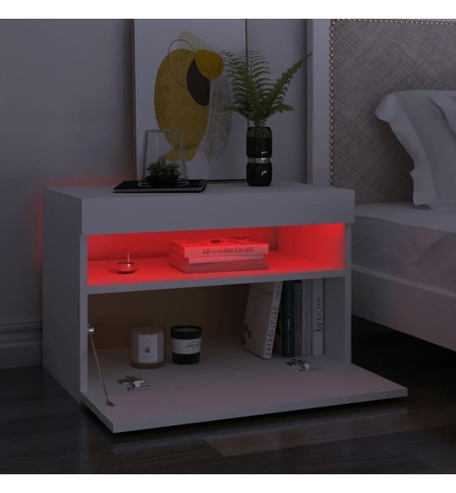 Nachttische LED-Leuchten 2 Stk. Weiss 60x35x40cm Holzwerkstoff
