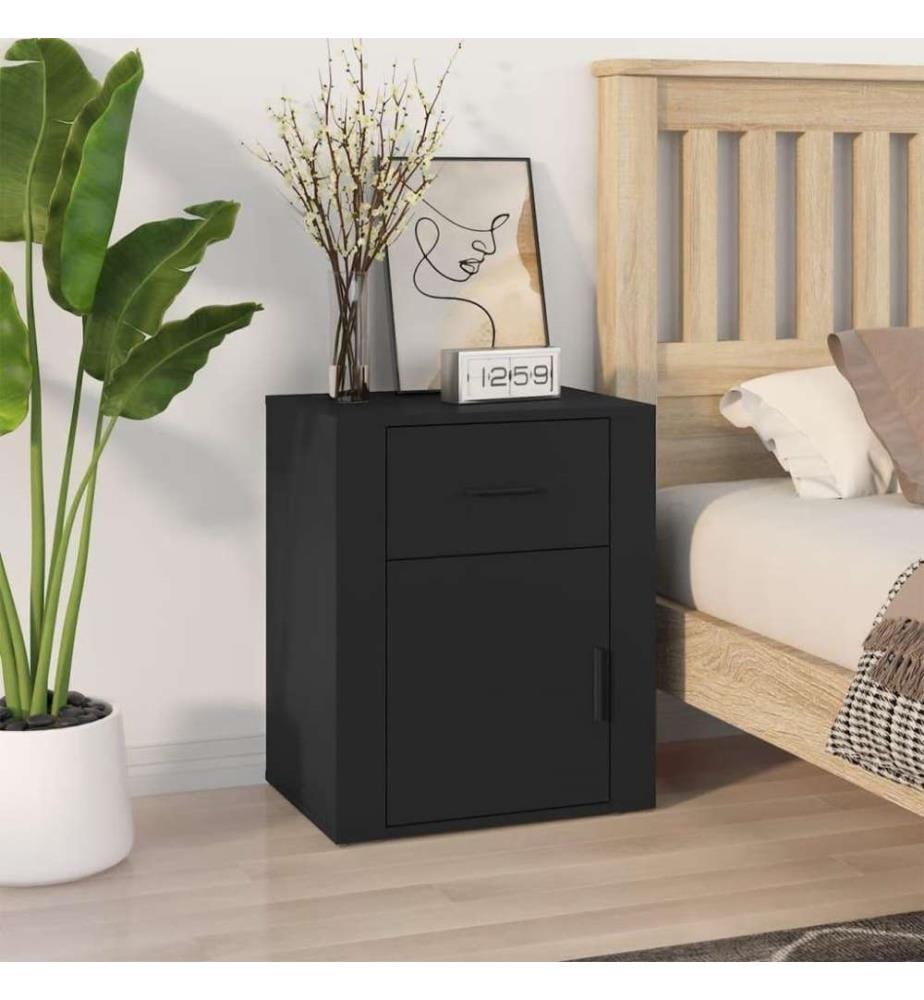 Table de chevet Noir 50x36x60 cm Bois d'ingénierie