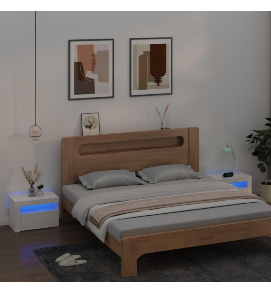 Nachttische 2 Stk. mit LEDs Weiss 60x35x40 cm