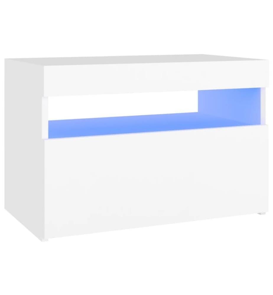 Nachttisch mit LED-Leuchten Weiss 60x35x40 cm Holzwerkstoff