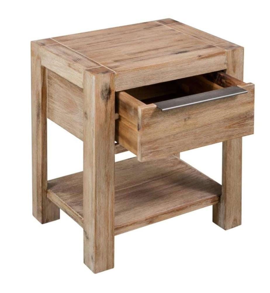 Nachttische mit Schubladen 2 Stk 40x30x48 cm Akazie Massivholz