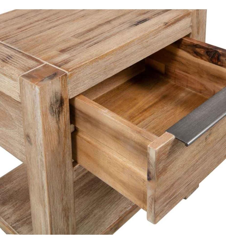 Nachttische mit Schubladen 2 Stk 40x30x48 cm Akazie Massivholz