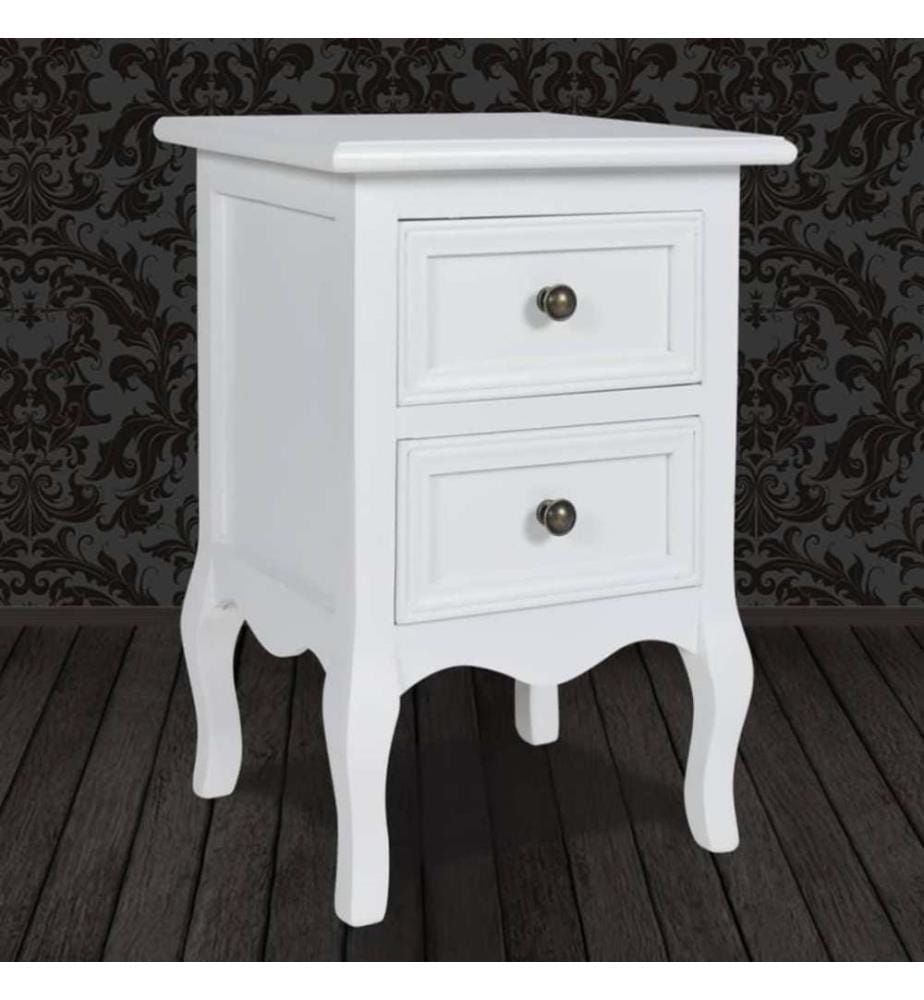 Nachtschrank mit 2 Schubladen MDF Weiss