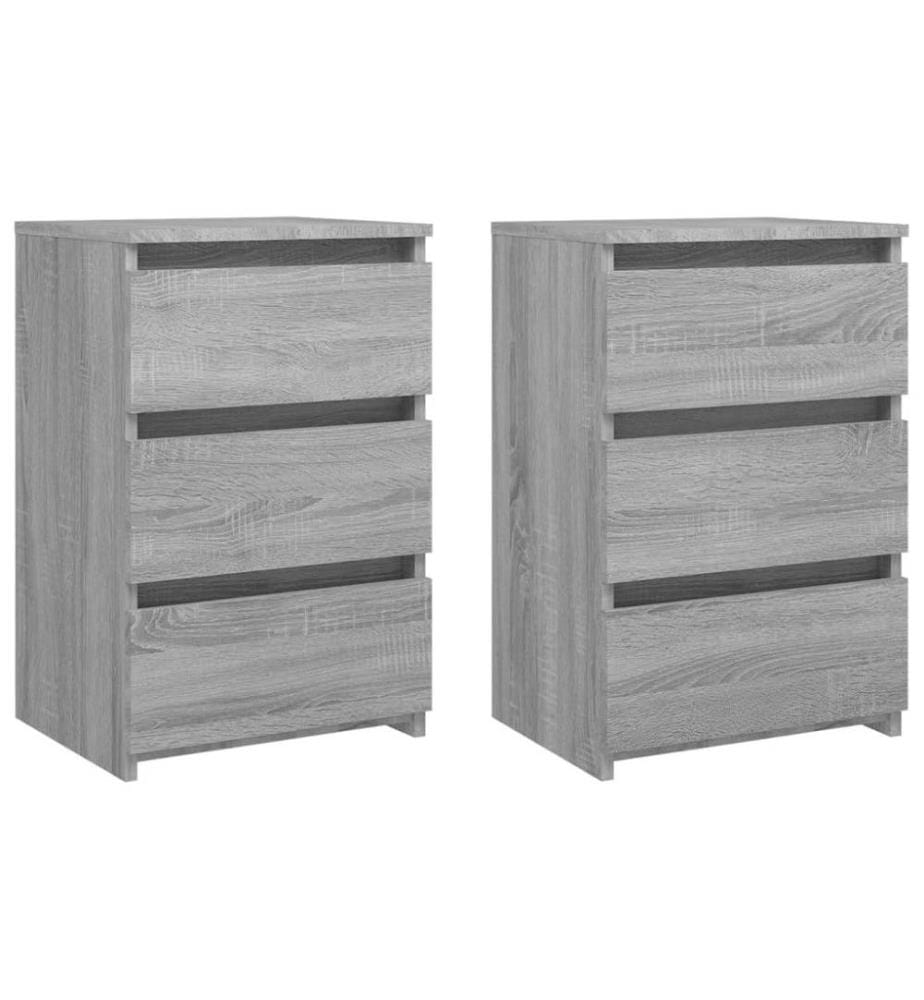 Nachttische 2 Stk. Grau Sonoma 40x35x62,5 cm Holzwerkstoff