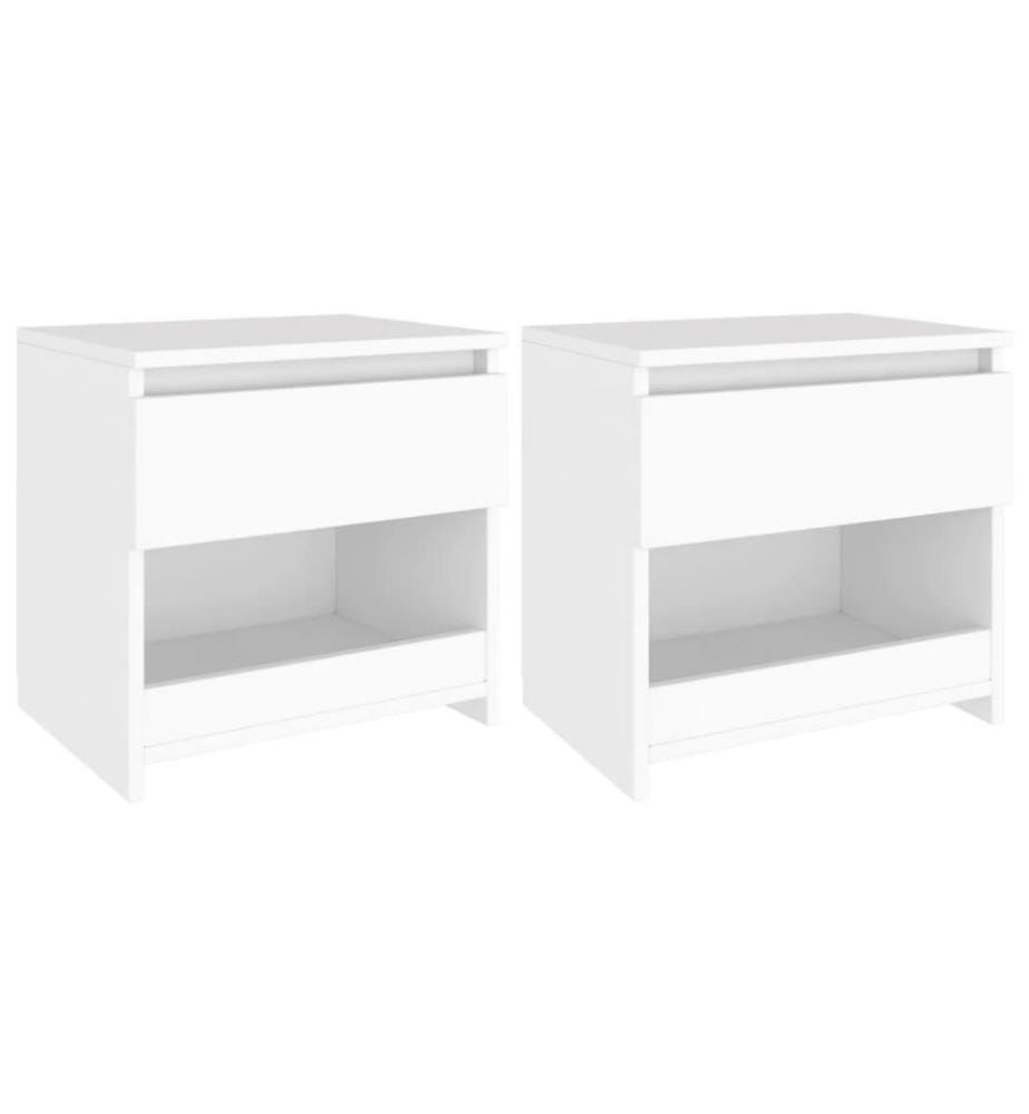 Nachttische 2 Stk. Weiss 40x30x39 cm Holzwerkstoff