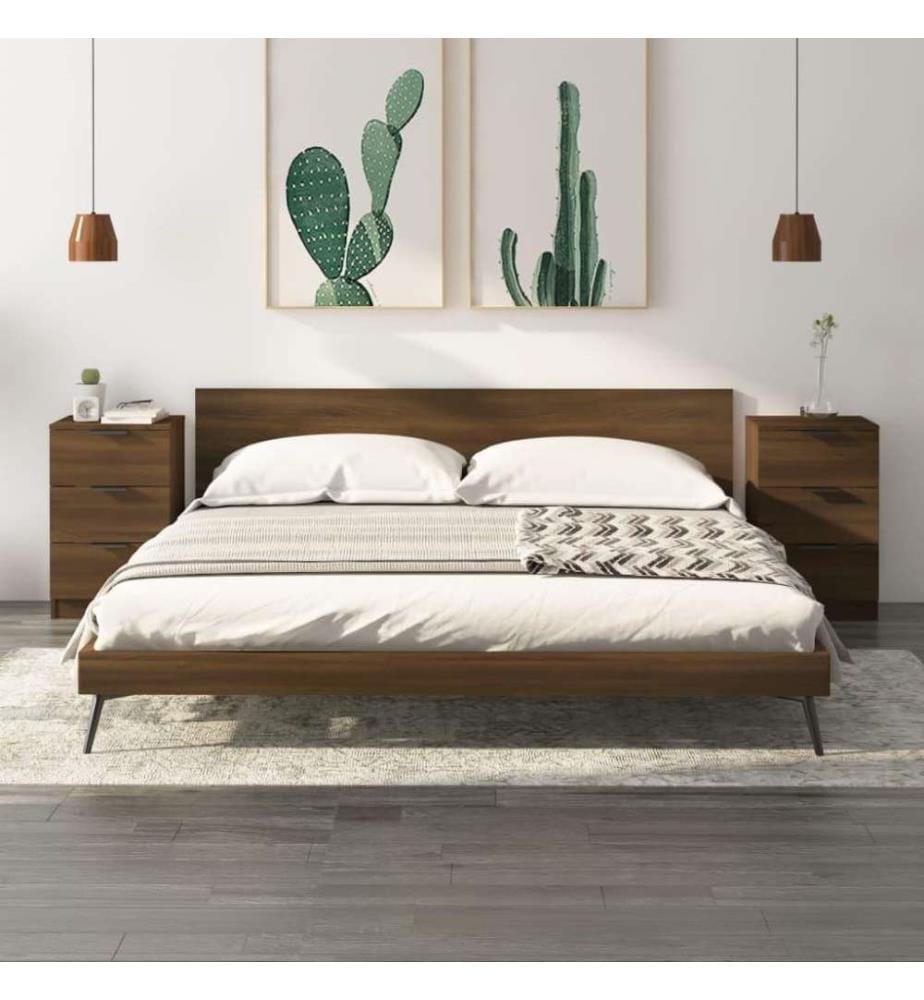 Nachttische 2 Stk. Braun Eiche 40x36x65 cm