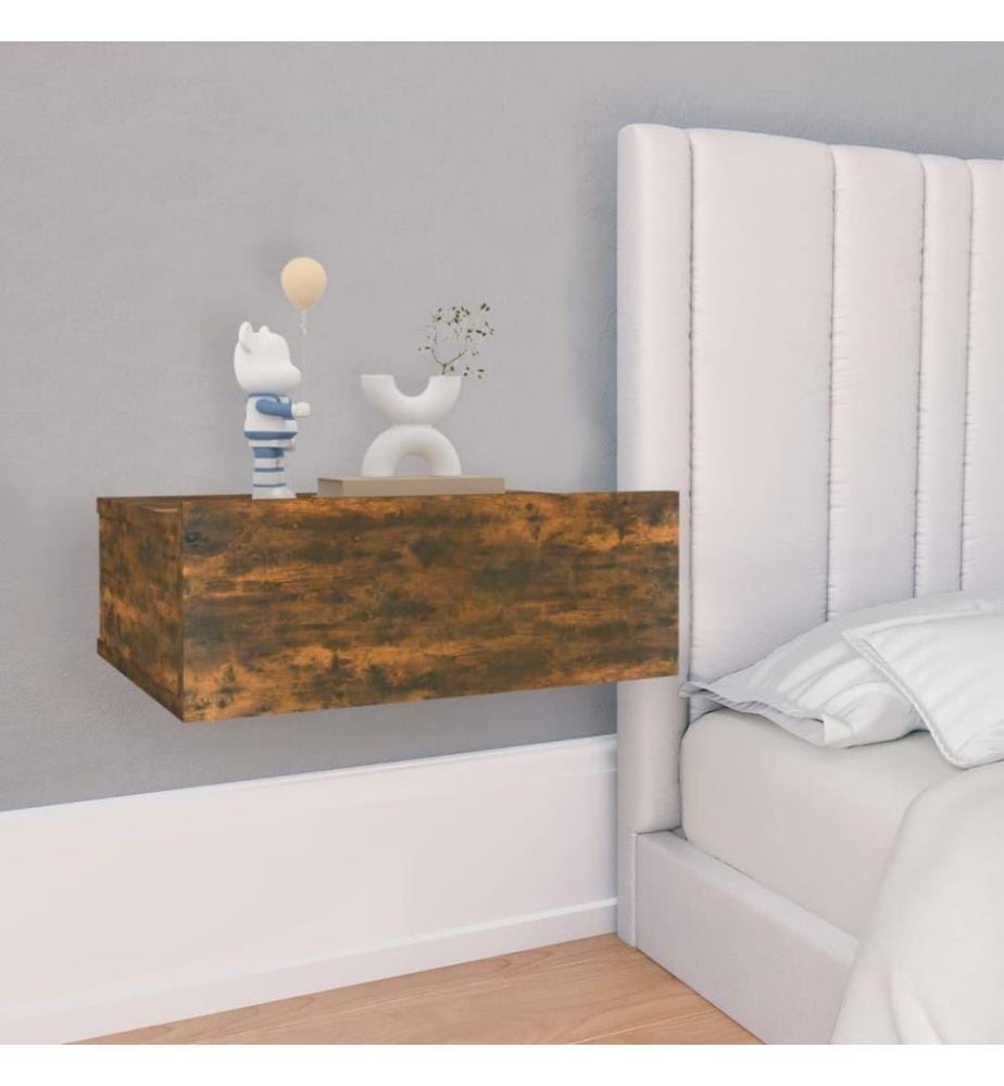Hängender Nachttisch 2Stk Räuchereiche 40x30x15cm Holzwerkstoff